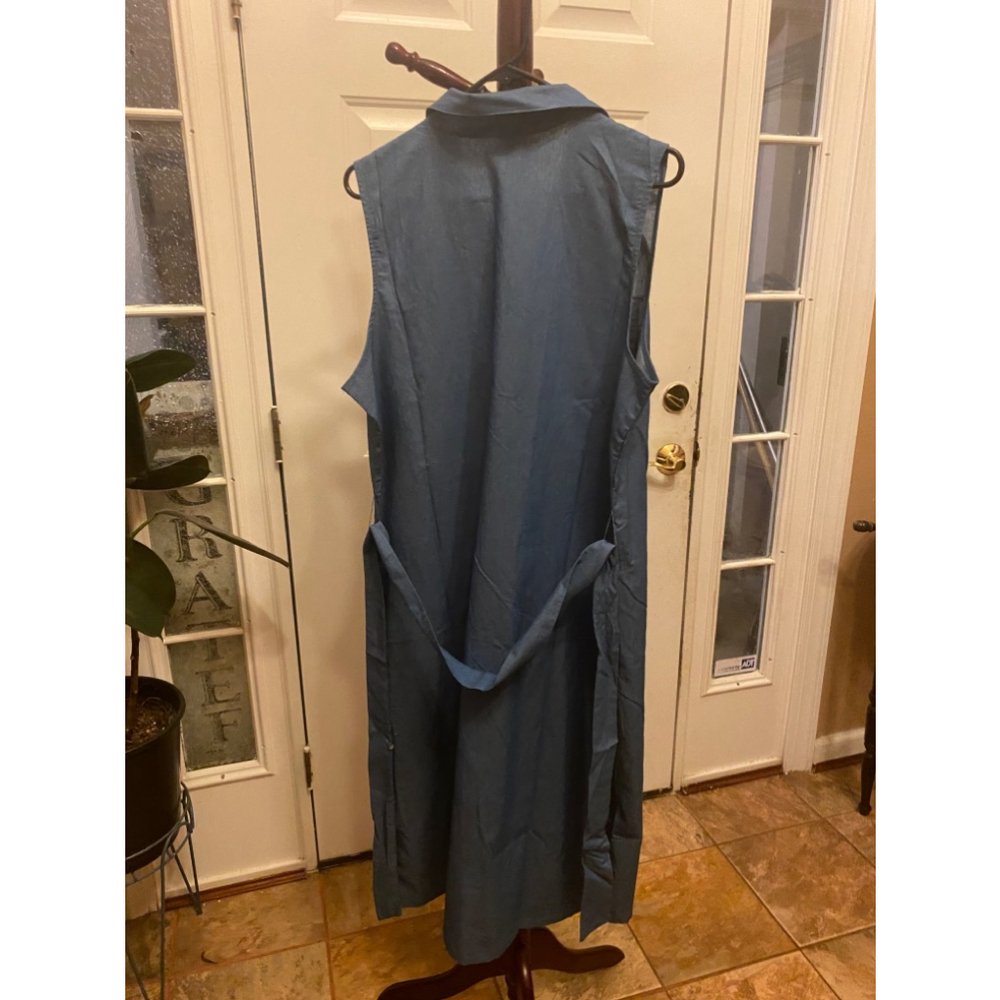NY COLLECTION CHAMBRAY DENIM BUTTON DOWN DRESS SIZE 1X - Picture 6 of 6